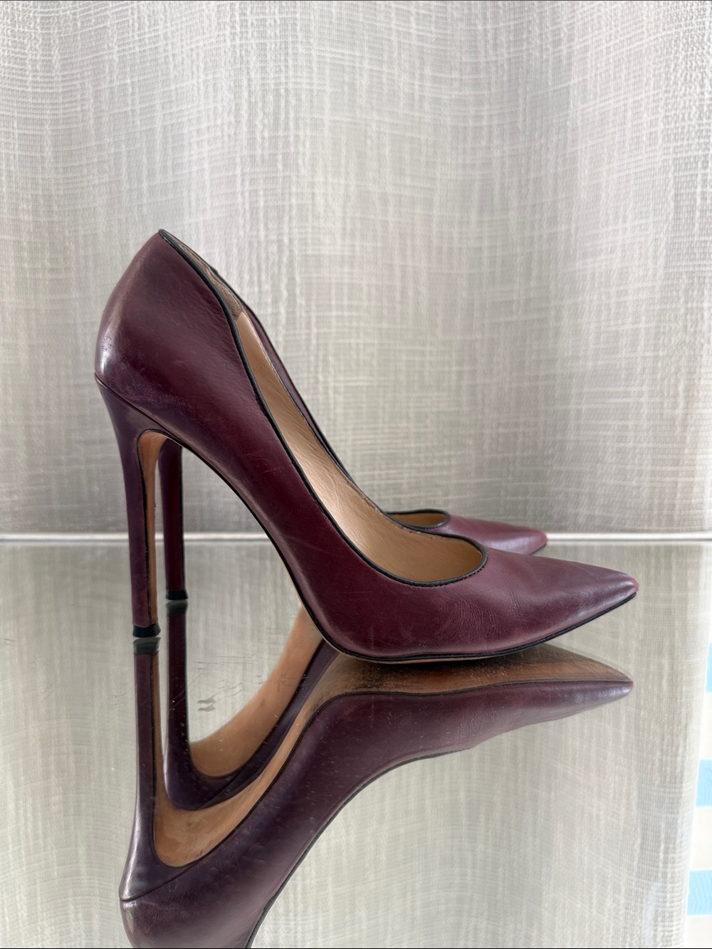 Carolina Espinosa Burgundy Pointed-Toe Stiletto Pumps